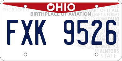 OH license plate FXK9526