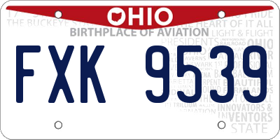 OH license plate FXK9539