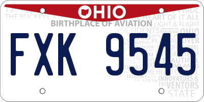 OH license plate FXK9545