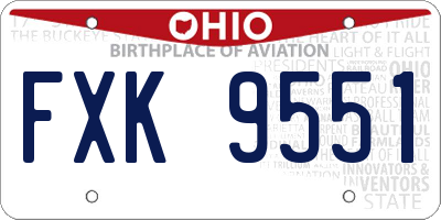 OH license plate FXK9551