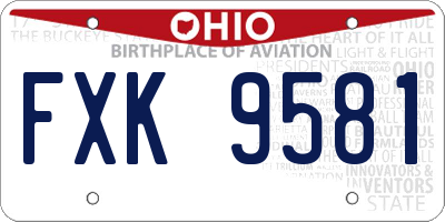 OH license plate FXK9581