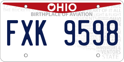 OH license plate FXK9598