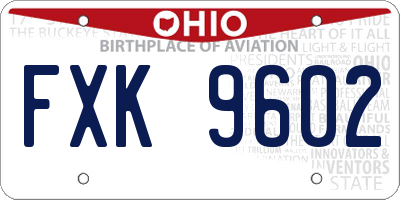 OH license plate FXK9602