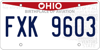 OH license plate FXK9603