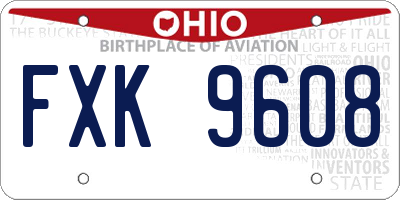 OH license plate FXK9608