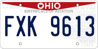 OH license plate FXK9613