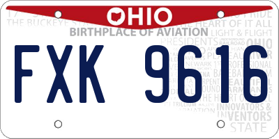 OH license plate FXK9616