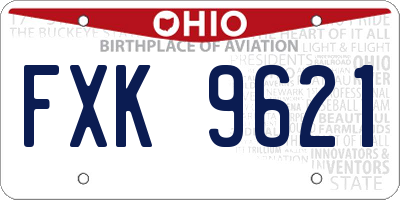 OH license plate FXK9621