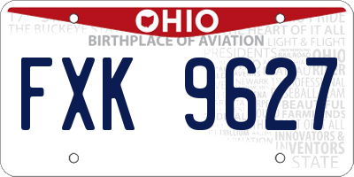 OH license plate FXK9627