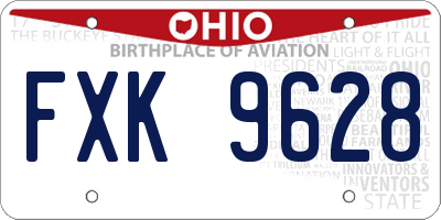 OH license plate FXK9628