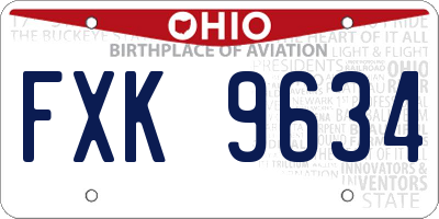 OH license plate FXK9634