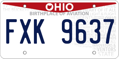 OH license plate FXK9637