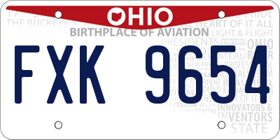 OH license plate FXK9654