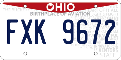 OH license plate FXK9672