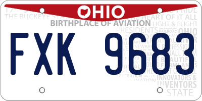 OH license plate FXK9683