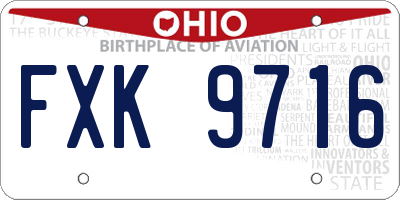 OH license plate FXK9716