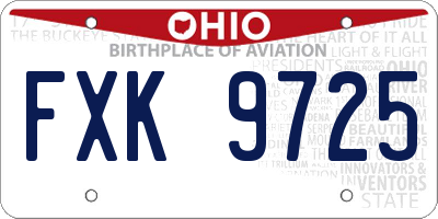 OH license plate FXK9725