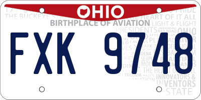 OH license plate FXK9748