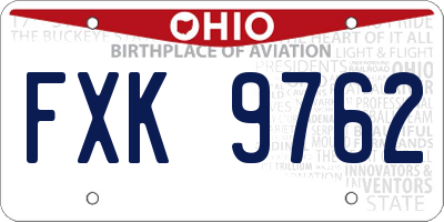 OH license plate FXK9762