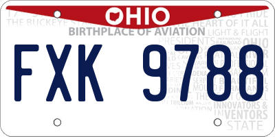 OH license plate FXK9788