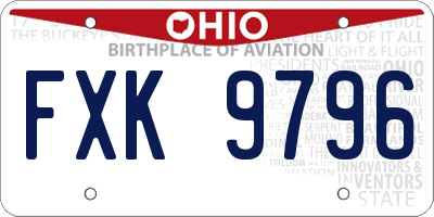 OH license plate FXK9796