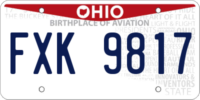 OH license plate FXK9817