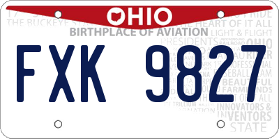 OH license plate FXK9827