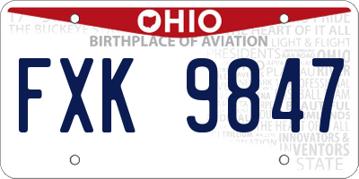 OH license plate FXK9847