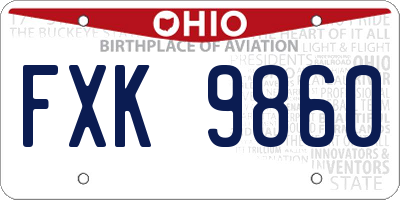 OH license plate FXK9860