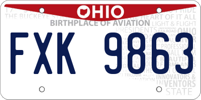 OH license plate FXK9863