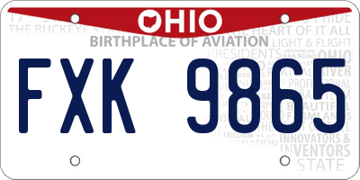 OH license plate FXK9865