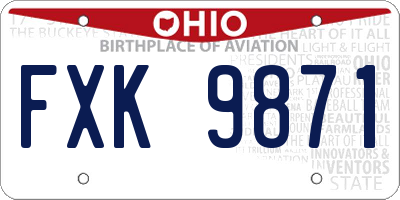 OH license plate FXK9871