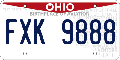 OH license plate FXK9888