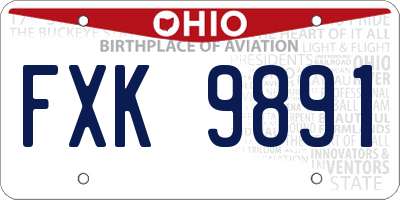 OH license plate FXK9891