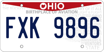 OH license plate FXK9896