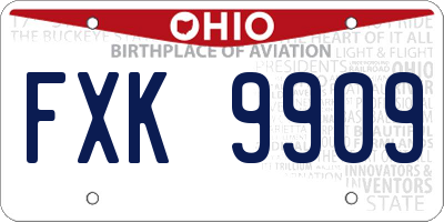 OH license plate FXK9909