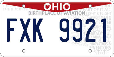 OH license plate FXK9921