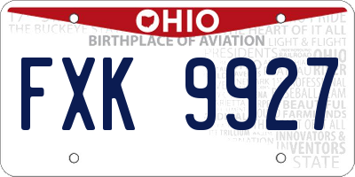 OH license plate FXK9927