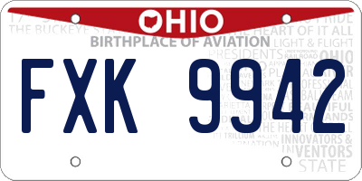 OH license plate FXK9942