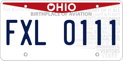 OH license plate FXL0111