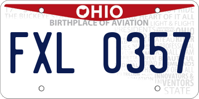 OH license plate FXL0357