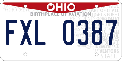 OH license plate FXL0387
