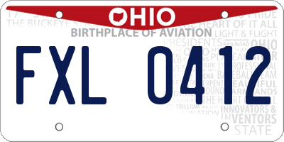 OH license plate FXL0412