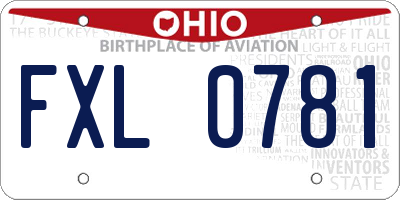 OH license plate FXL0781