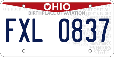 OH license plate FXL0837