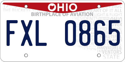 OH license plate FXL0865