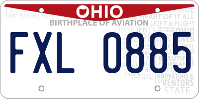 OH license plate FXL0885