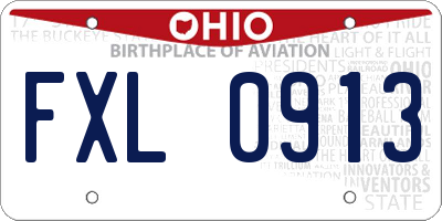 OH license plate FXL0913