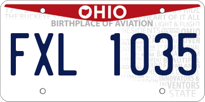 OH license plate FXL1035