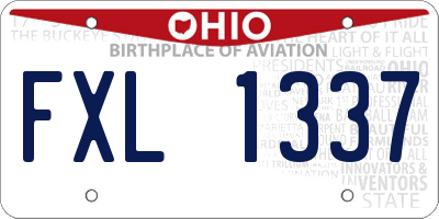 OH license plate FXL1337